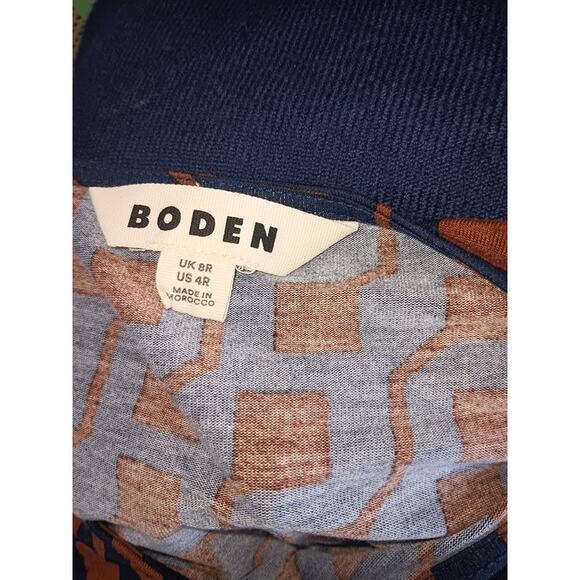 Boden Abigail Long Sleeve Cognac/Navy Geometric print Dress Size 4 R - Picture 4 of 4